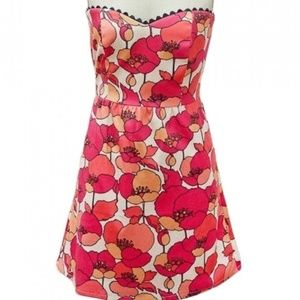 Judith March Retro Flower Pique Strapless Dress Sm